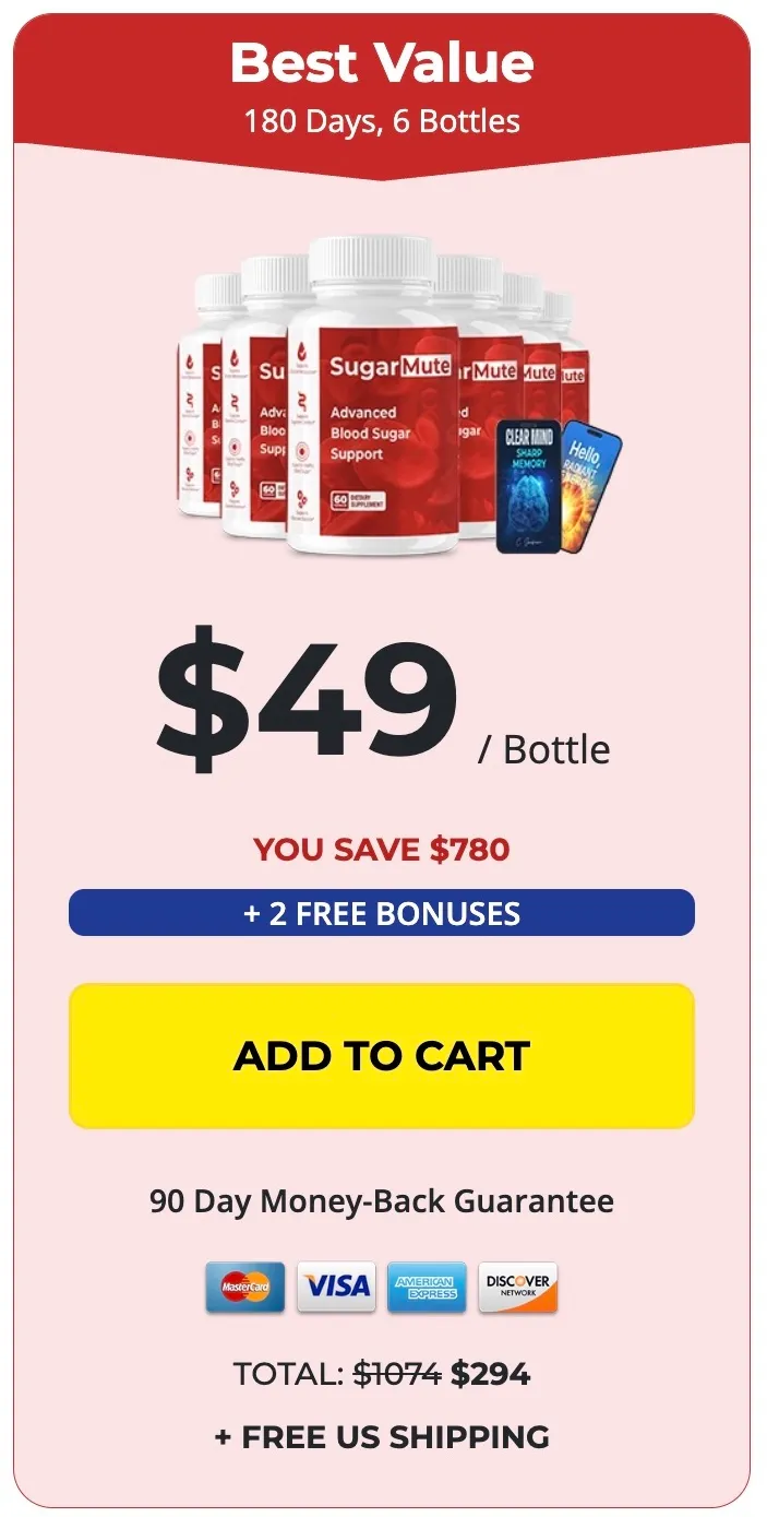 SugarMute 180 day supply six bottles